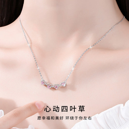 現貨 幸運四葉草銀飾s999純銀項鍊女生韓國長項鏈吊墜鎖骨鏈閨蜜生日禮物 情人節禮物送女友