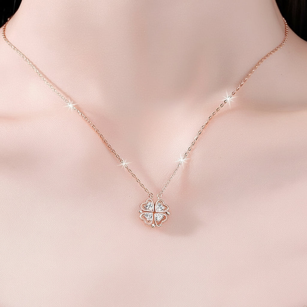 現貨 幸運四葉草銀飾s999純銀項鍊女生韓國長項鏈吊墜鎖骨鏈閨蜜生日禮物 情人節禮物送女友