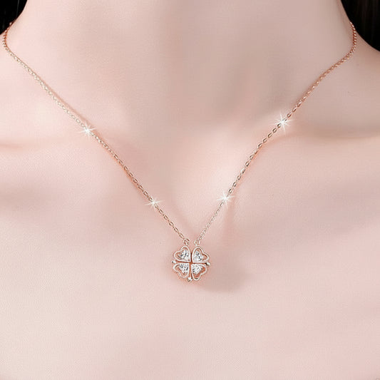 現貨 幸運四葉草銀飾s999純銀項鍊女生韓國長項鏈吊墜鎖骨鏈閨蜜生日禮物 情人節禮物送女友